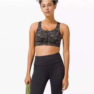 Lululemon Enlite Bra Camo Zip Front High Support Sports Bra